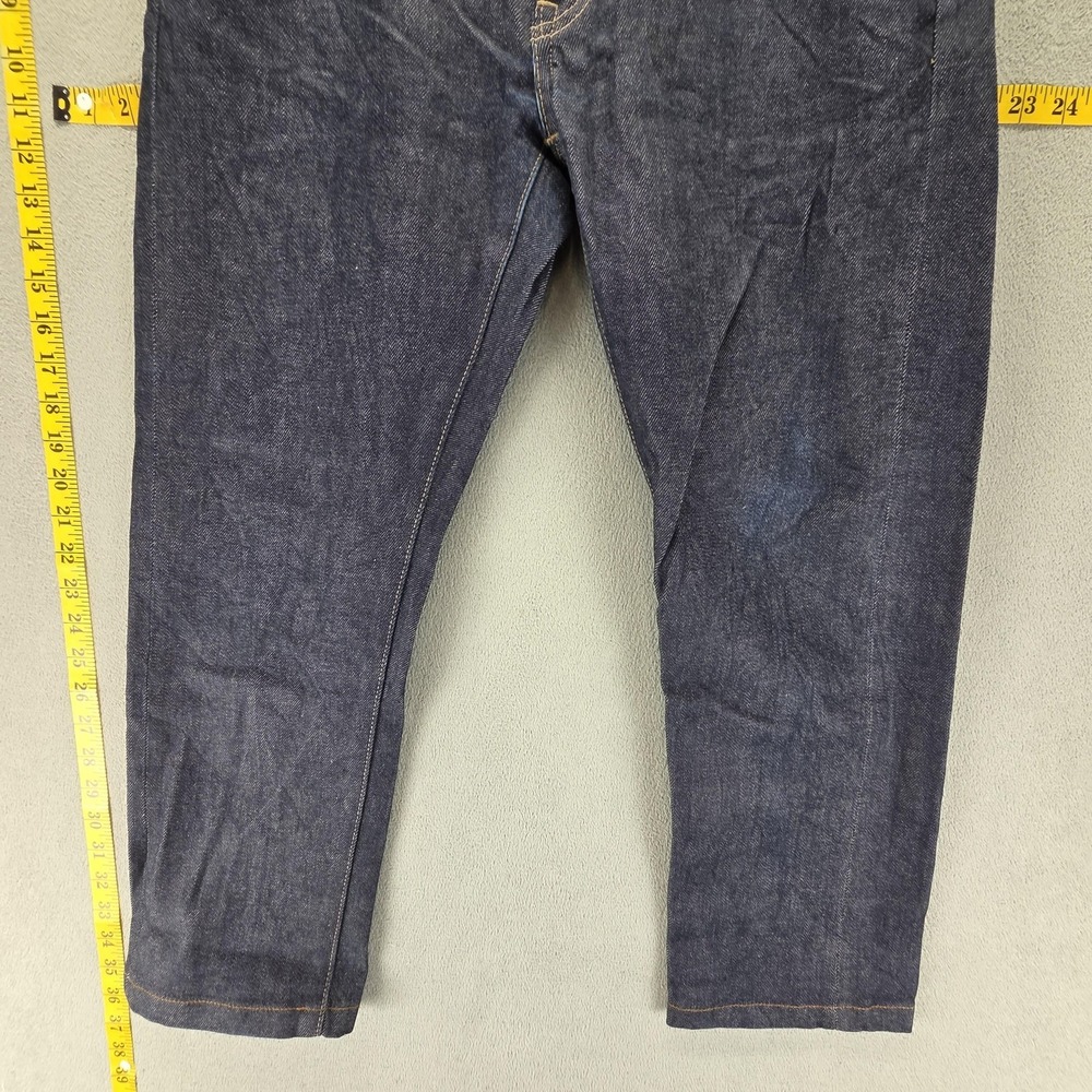 Selvedge Jeans Mens 33x24 Blue Uniqlo Slim Straight Low Rise Kaihara Denim - Picture 11 of 16